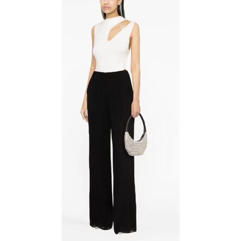 MANURI Bodysuit Women XS White Cutout Sleeveless Asymmetric Stretch Minimalist